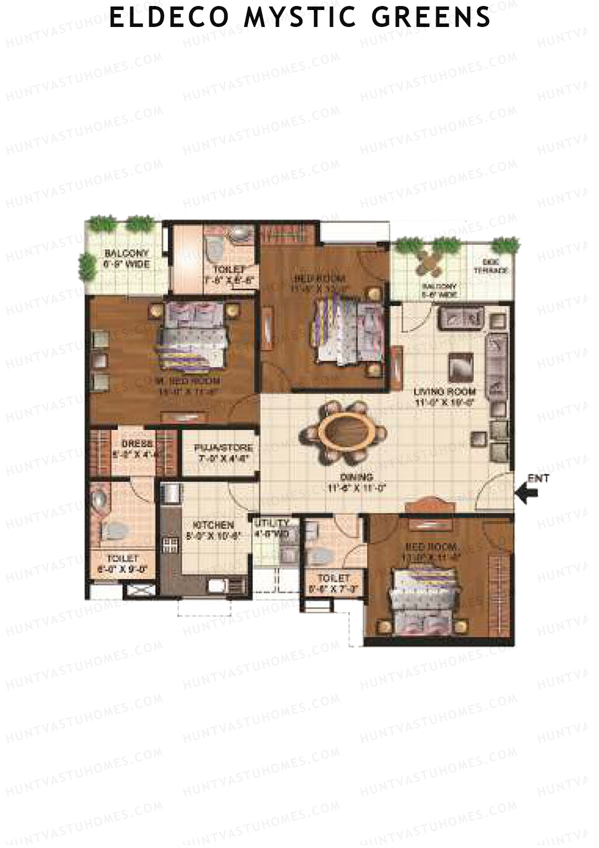 Eldeco Mystic Greens Tower 1 Unit C Floor Plan