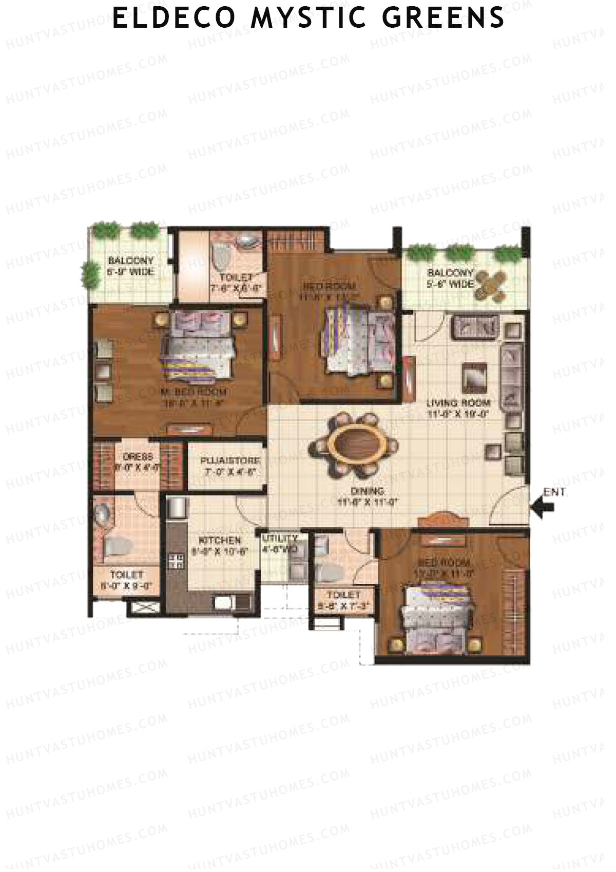 Eldeco Mystic Greens Tower 1 Unit C Floor Plan