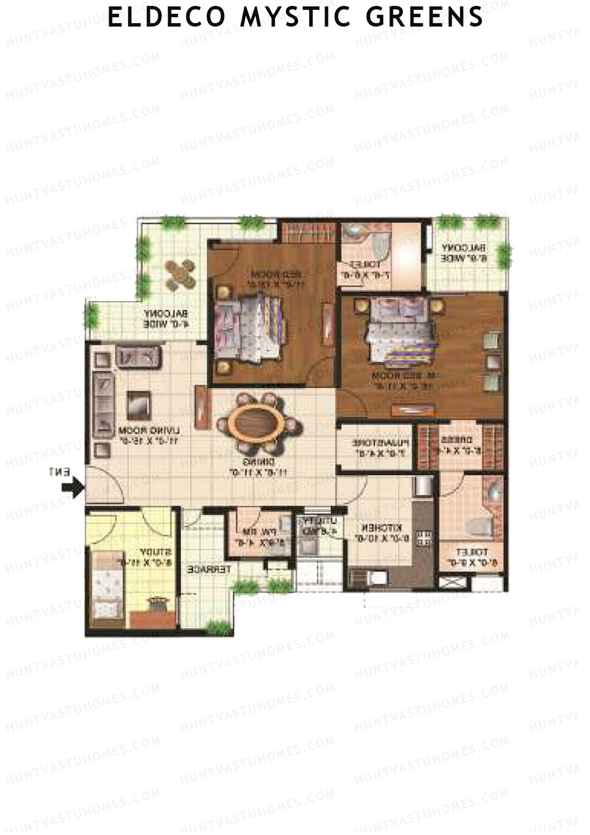 Eldeco Mystic Greens Tower 1 Unit D Floor Plan