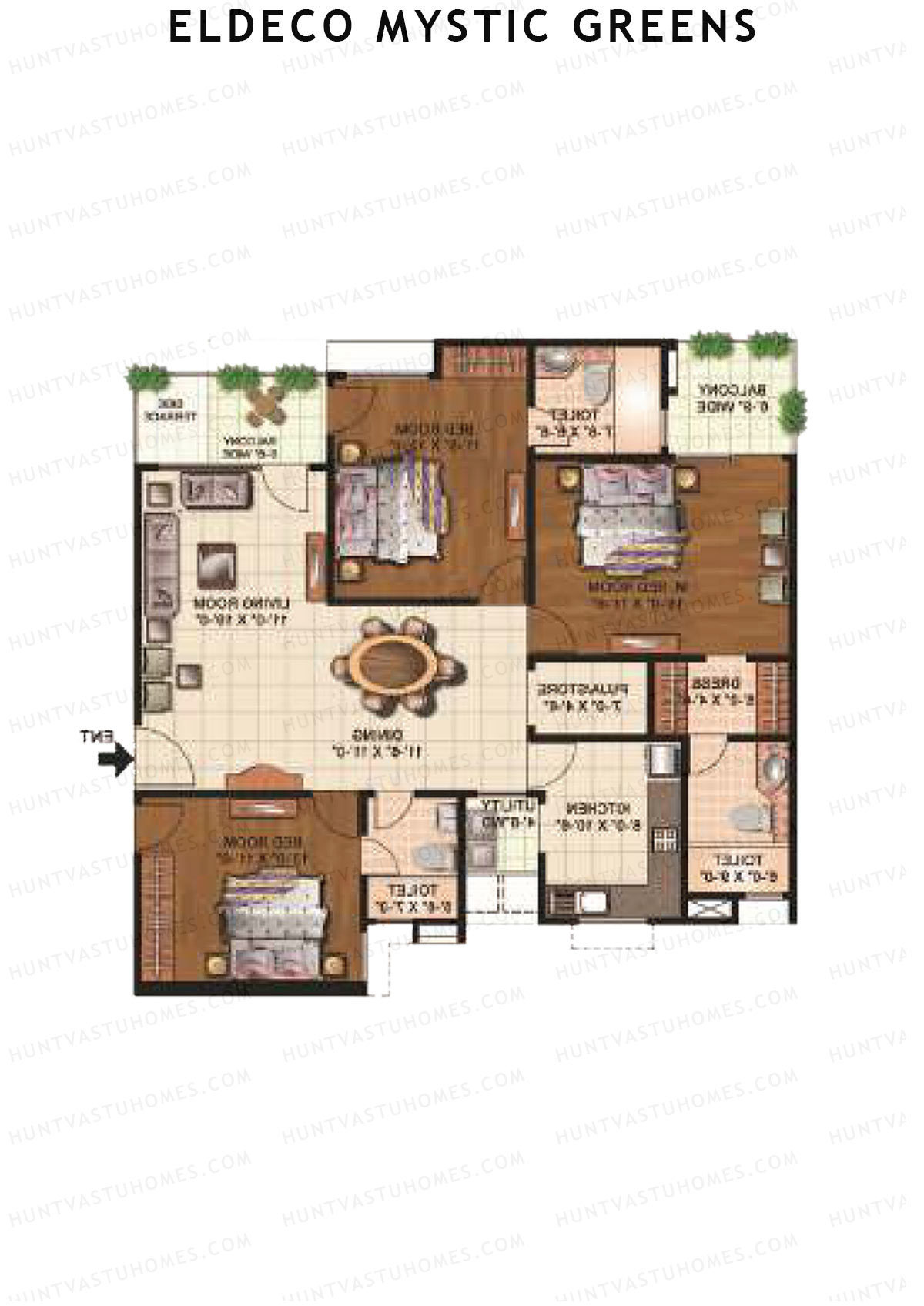 Eldeco Mystic Greens Tower 1 Unit D Floor Plan