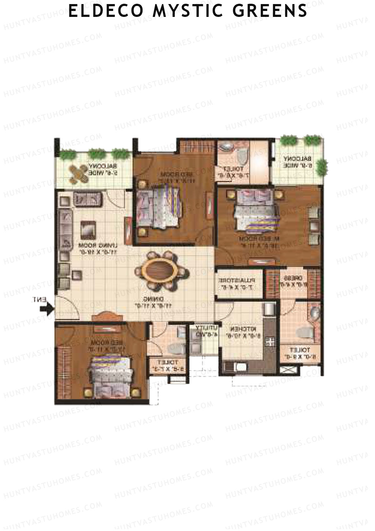 Eldeco Mystic Greens Tower 1 Unit D Floor Plan