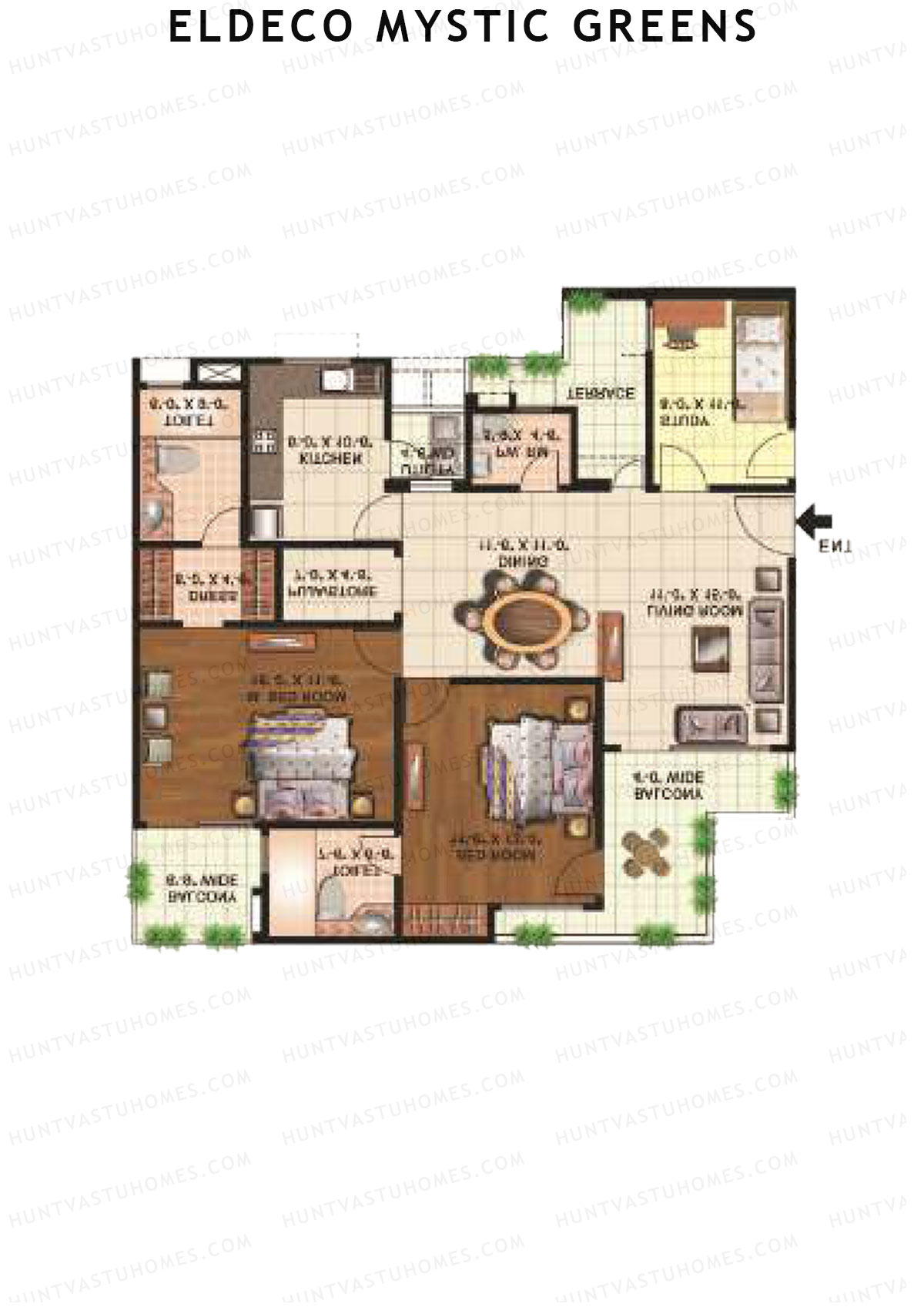 Eldeco Mystic Greens Tower 2 Unit B Floor Plan