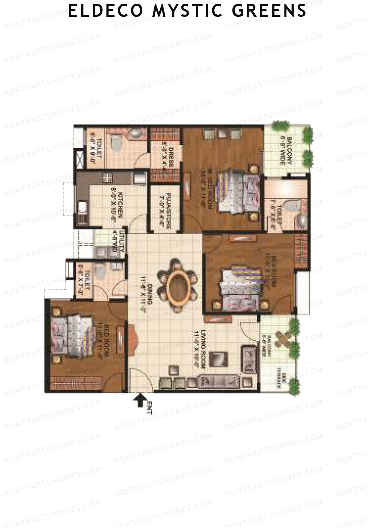 Eldeco Mystic Greens Tower 8 Unit A Floor Plan