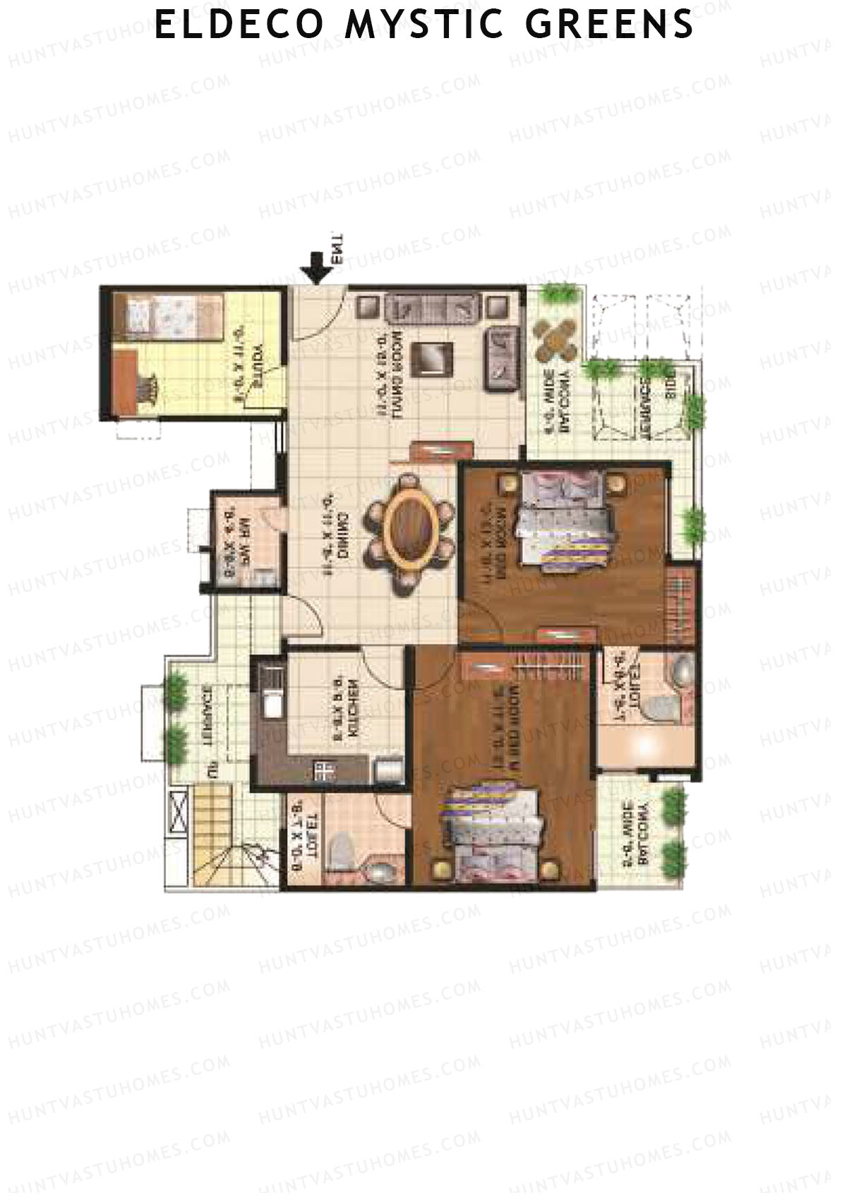 Eldeco Mystic Greens Tower 8 Unit B Floor Plan