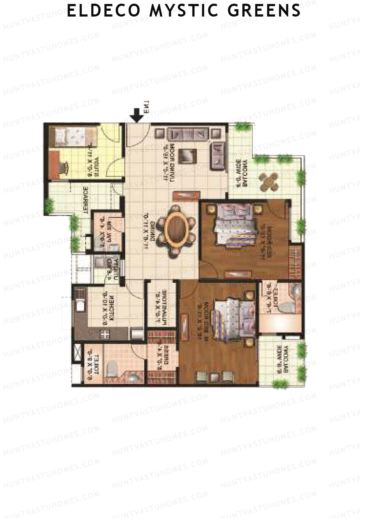 Eldeco Mystic Greens Tower 8 Unit B Floor Plan