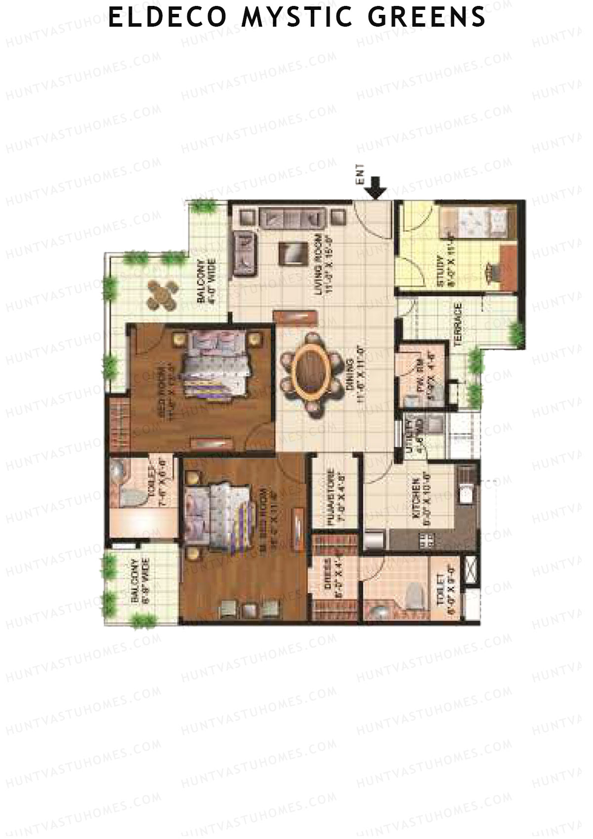 Eldeco Mystic Greens Tower 8 Unit C Floor Plan