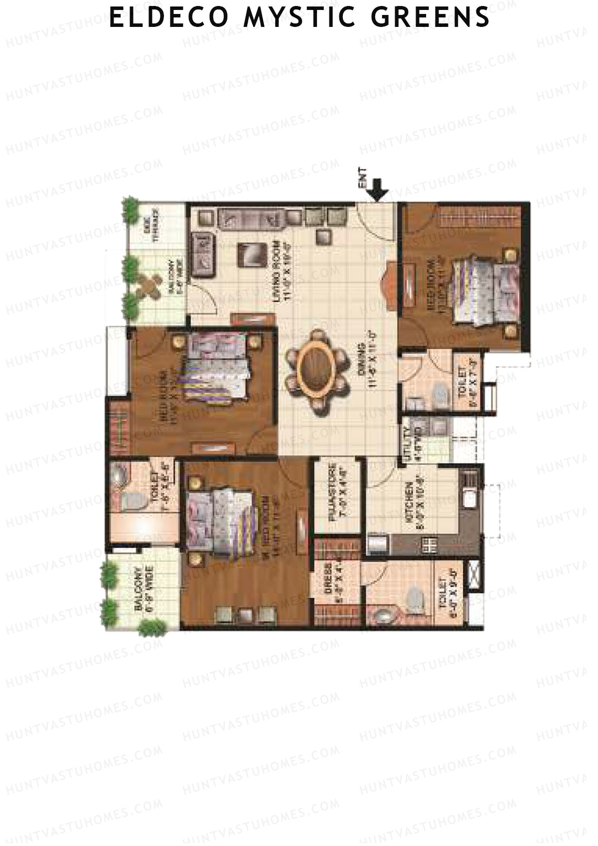 Eldeco Mystic Greens Tower 8 Unit C Floor Plan