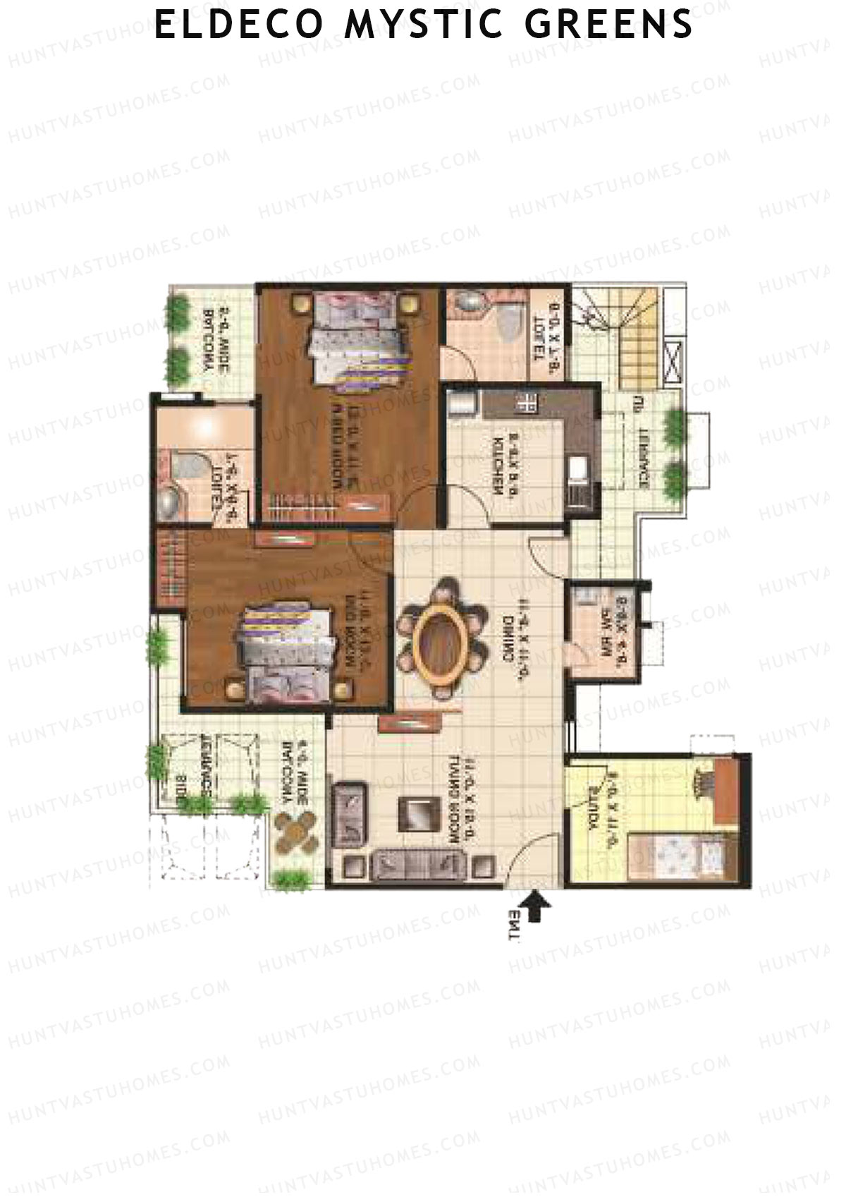 Eldeco Mystic Greens Tower 8 Unit D Floor Plan