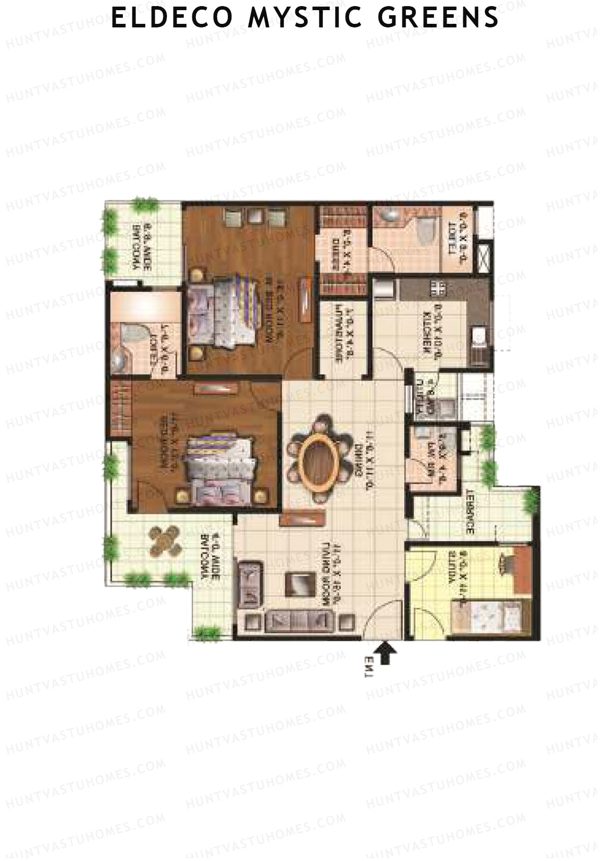 Eldeco Mystic Greens Tower 8 Unit D Floor Plan