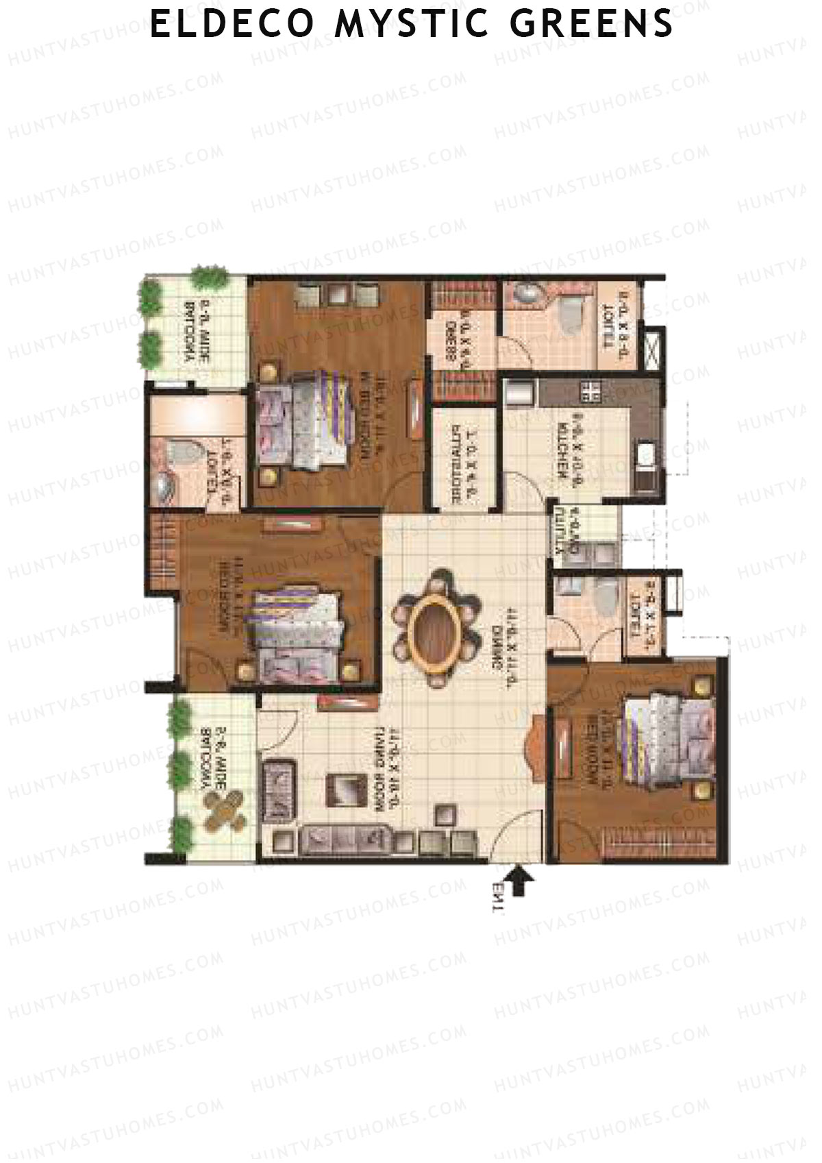 Eldeco Mystic Greens Tower 8 Unit D Floor Plan