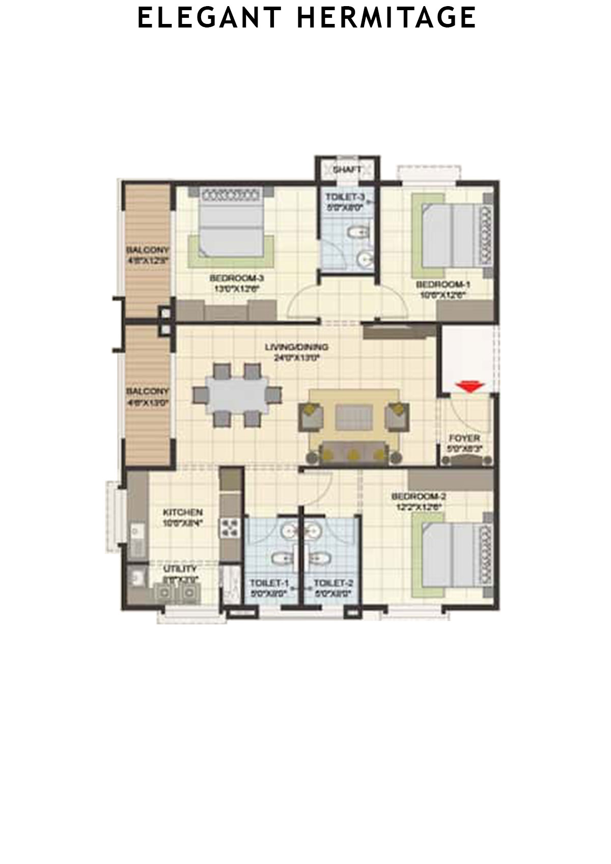 Elegant Hermitage Tower 1 Unit 1 Floor Plan