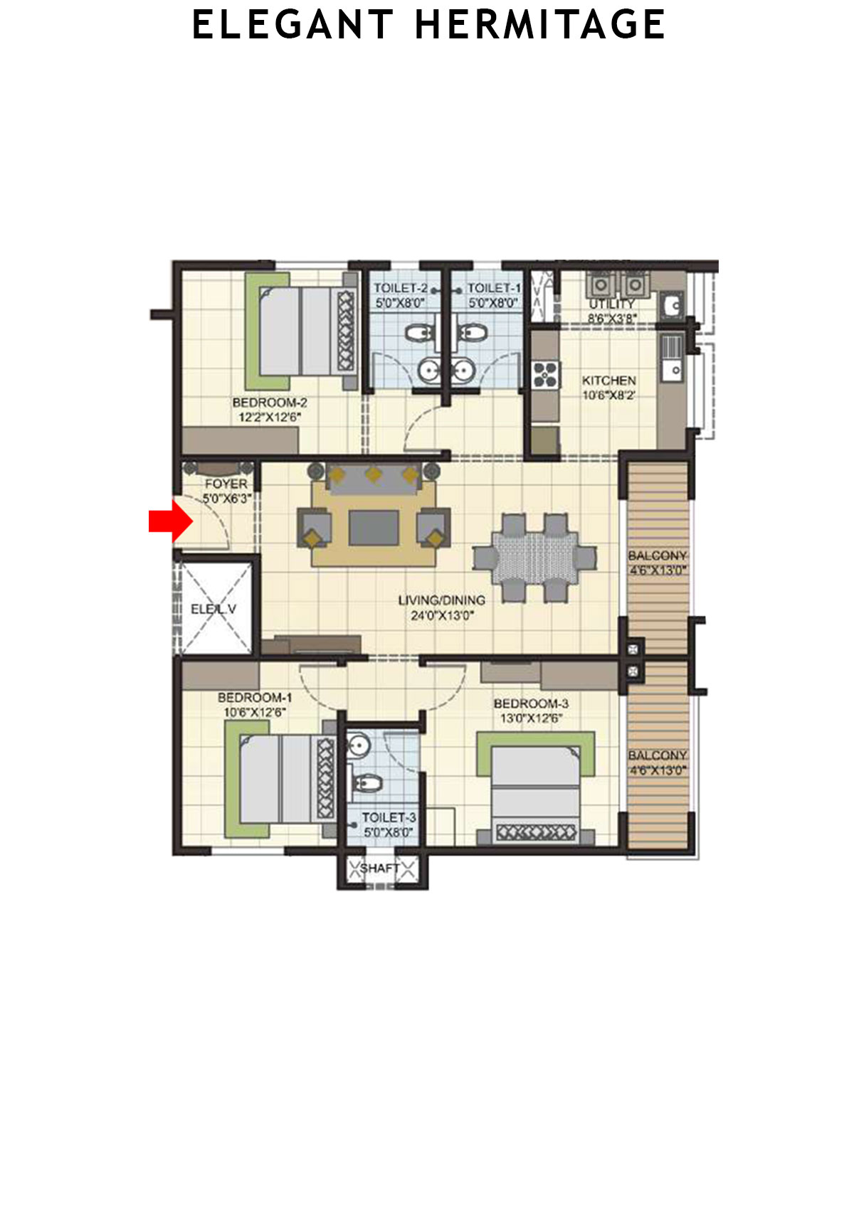 Elegant Hermitage Tower 1 Unit 2 Floor Plan
