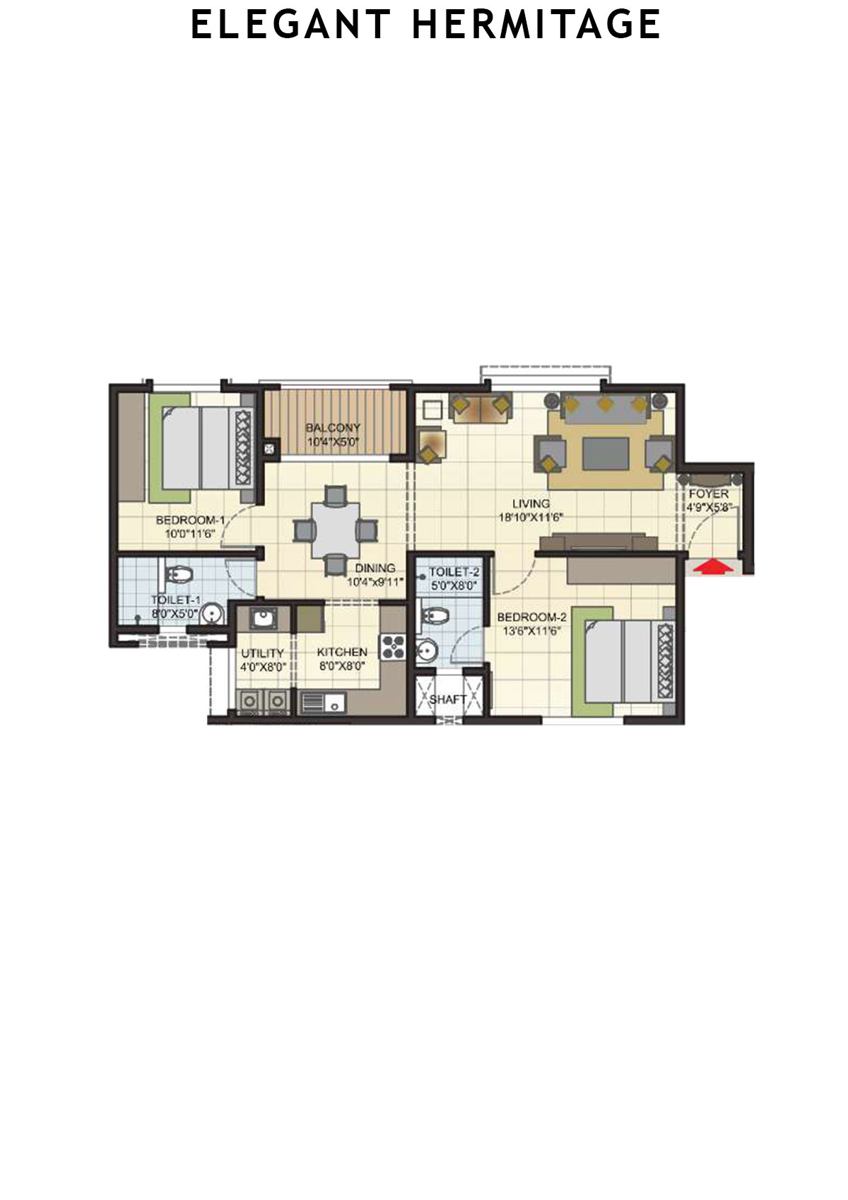 Elegant Hermitage Tower 2 Unit 1 Floor Plan