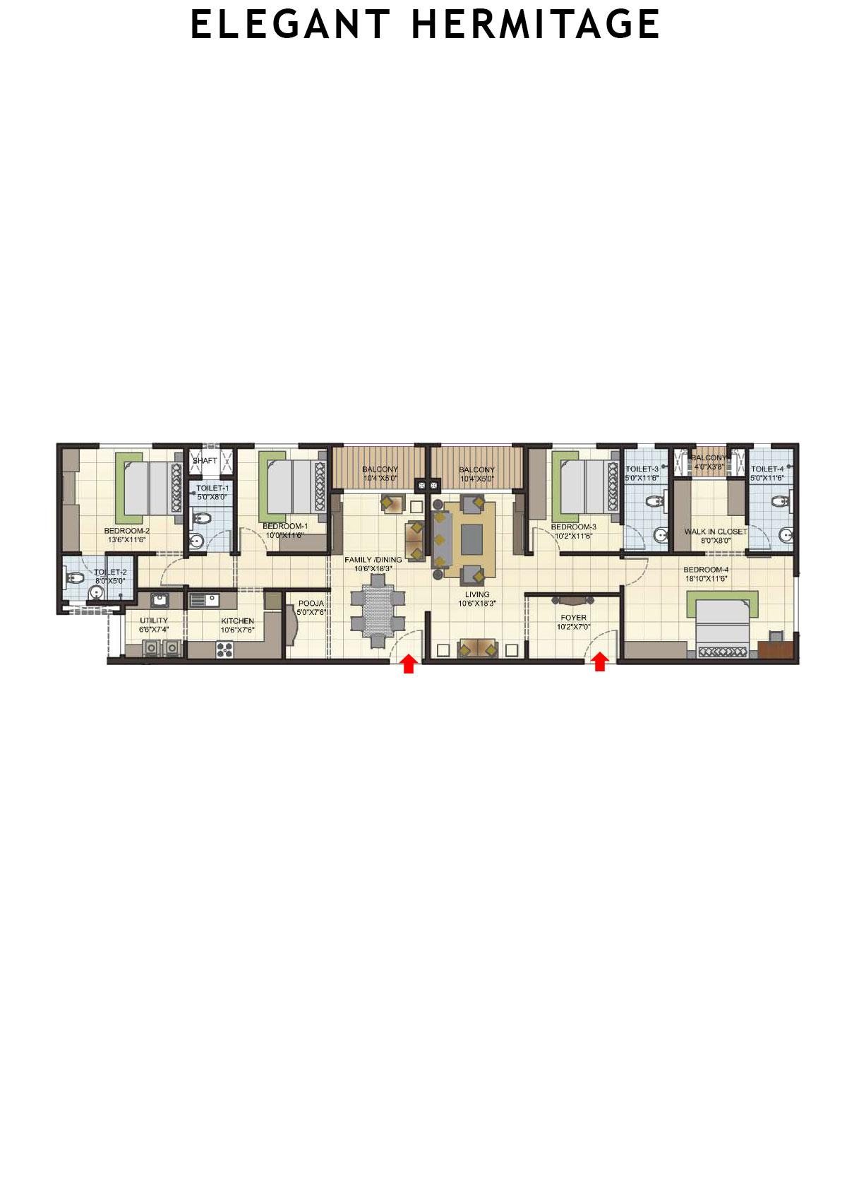 Elegant Hermitage Tower 2 Unit 2 & 3 Floor Plan