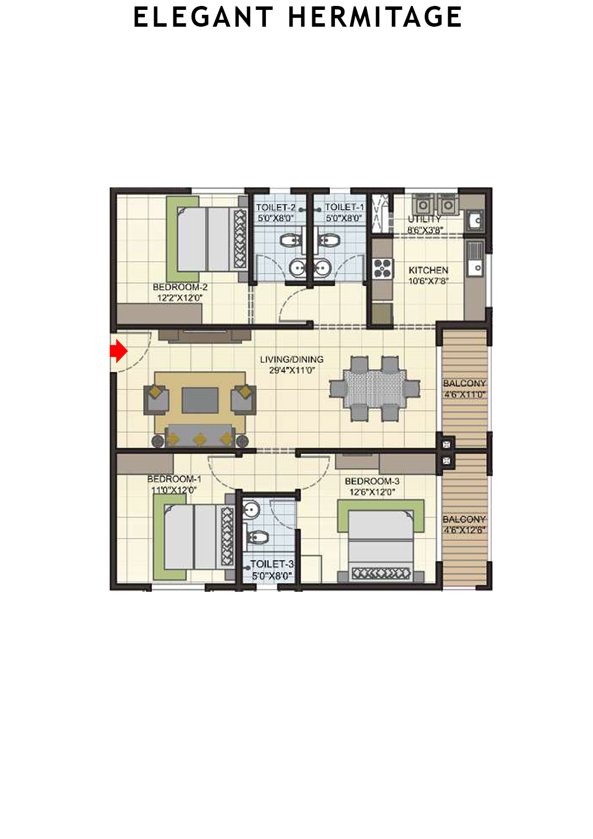Elegant Hermitage Tower 2 Unit 6 Floor Plan