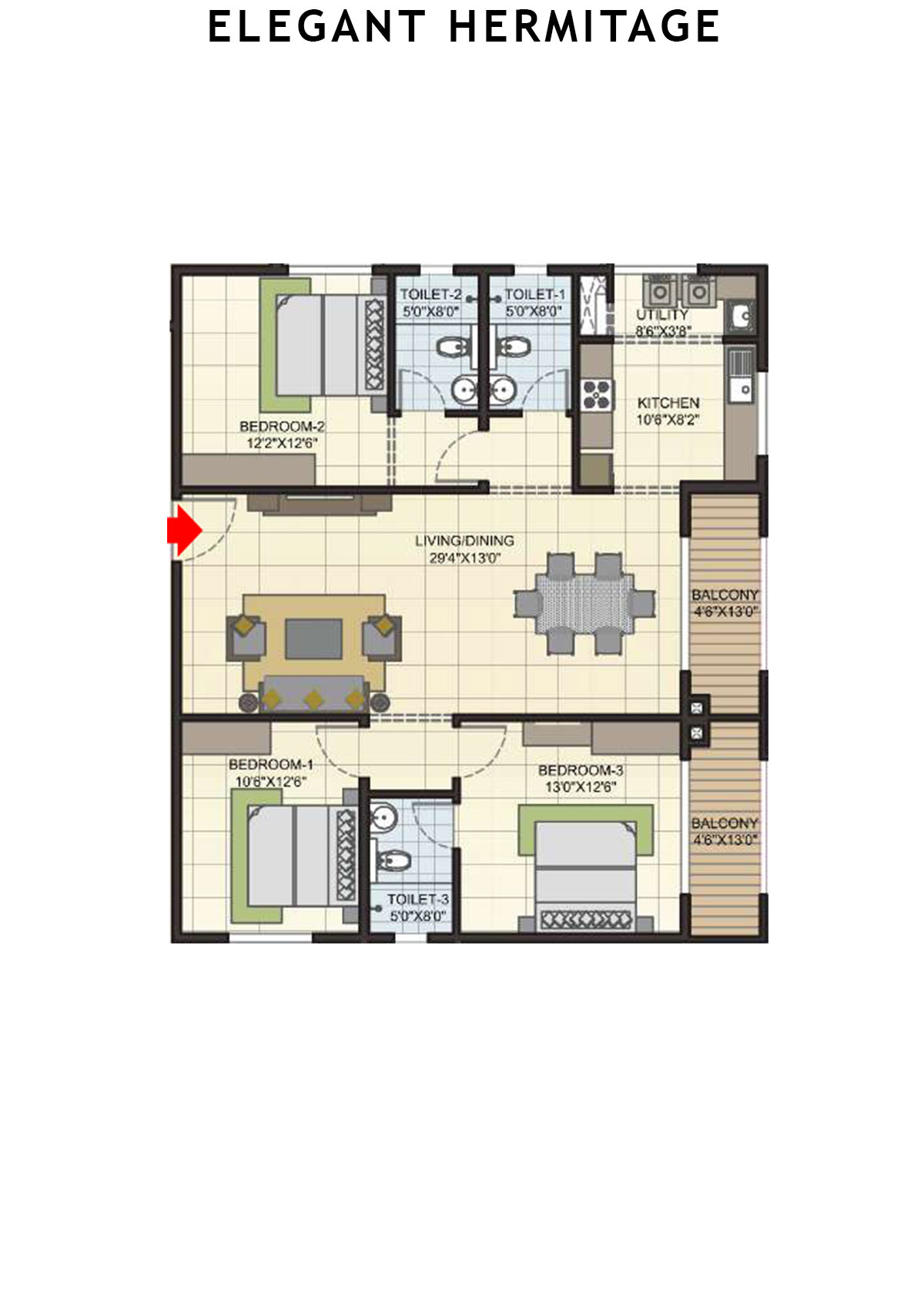 Elegant Hermitage Tower 3 Unit 5 Floor Plan
