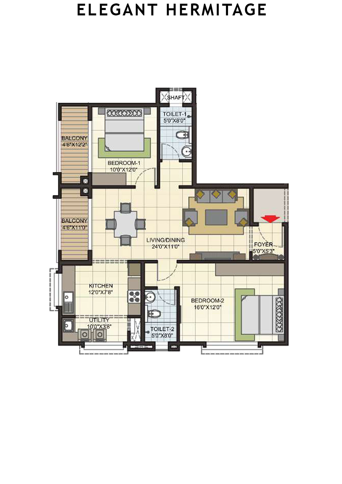 Elegant Hermitage Tower 3 Unit 7 Floor Plan