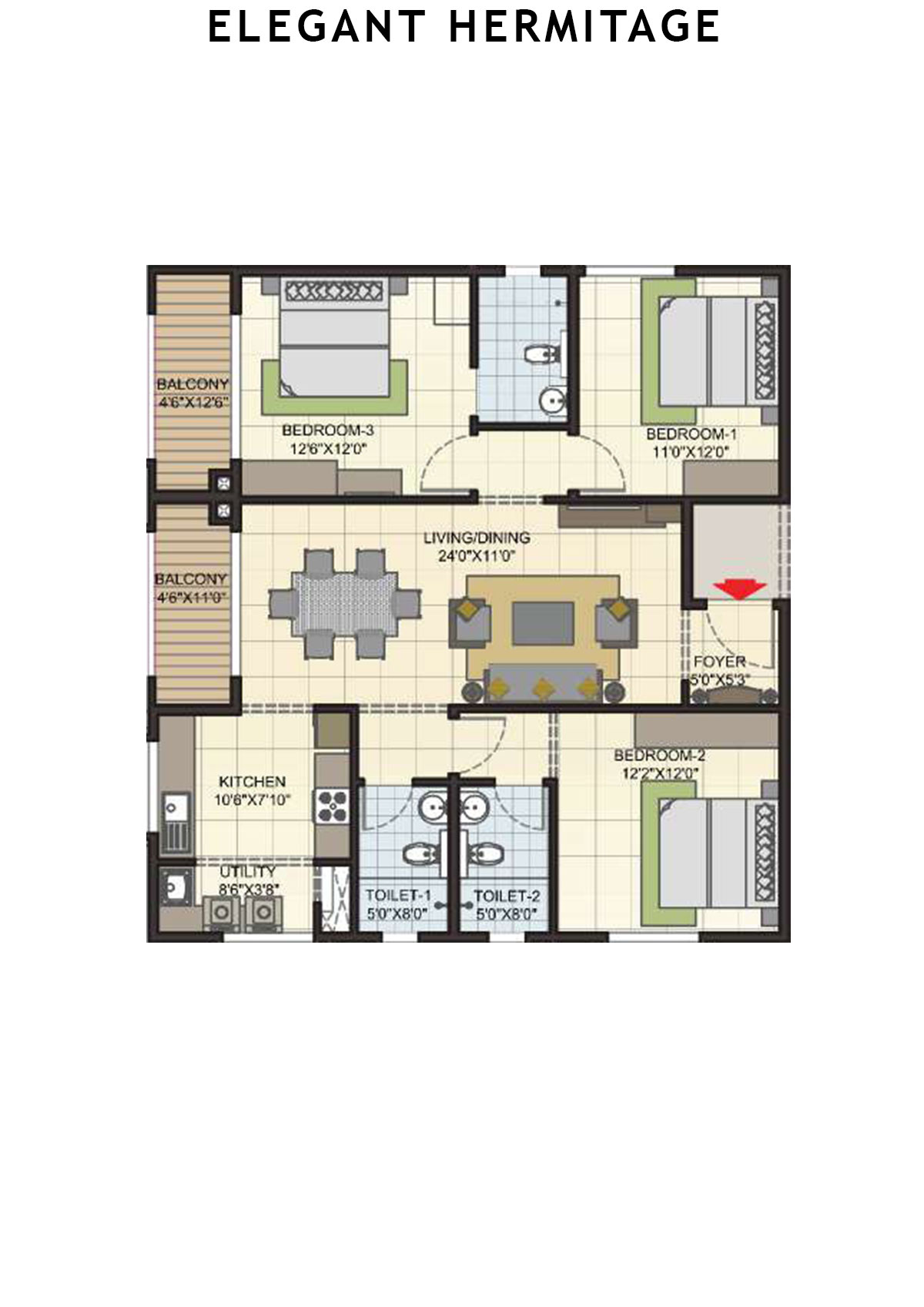 Elegant Hermitage Tower 3 Unit 8 Floor Plan