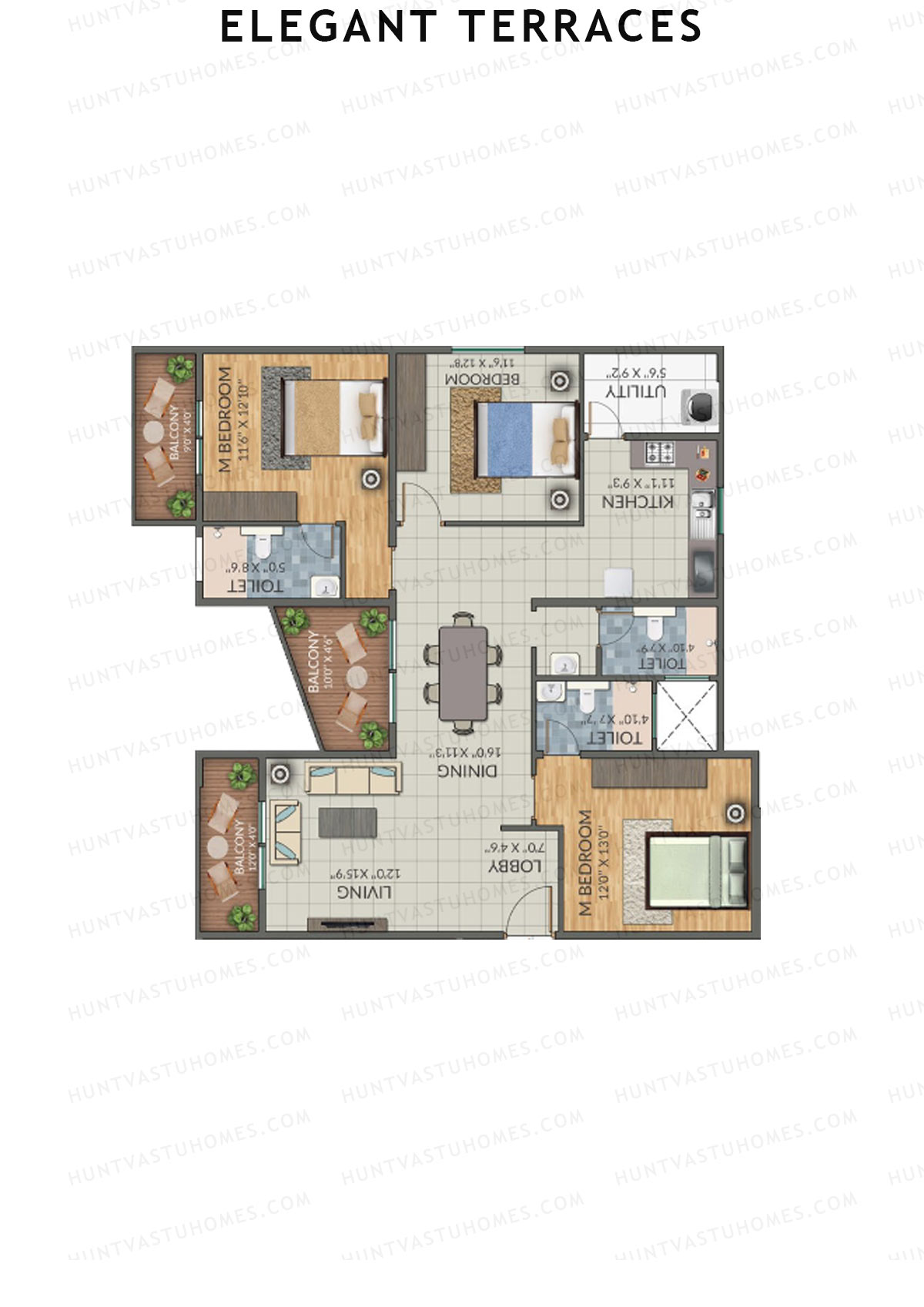 Elegant Terraces Acacia Unit 1 Floor Plan