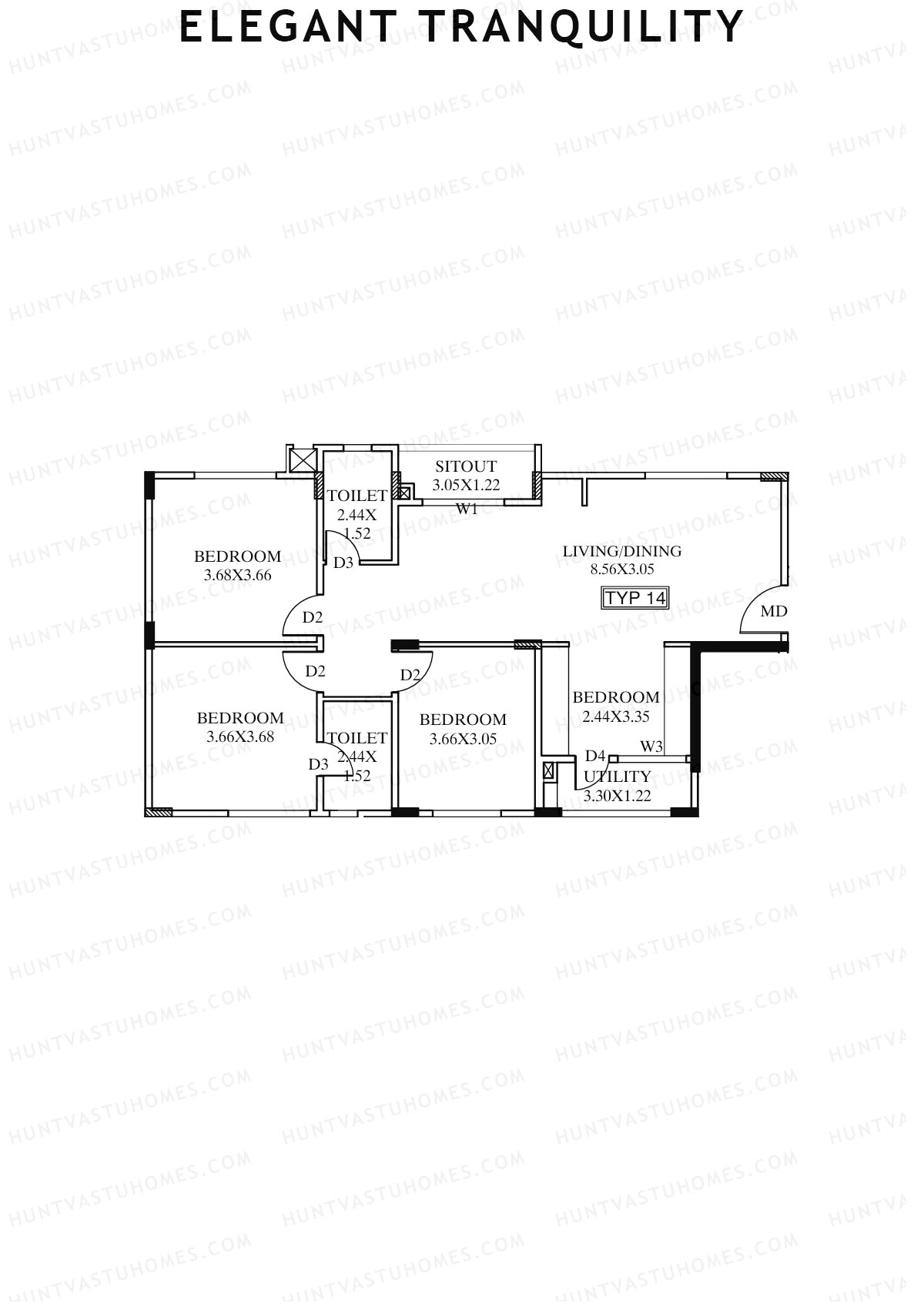 Elegant Tranquility Block A Unit 14 Floor Plan