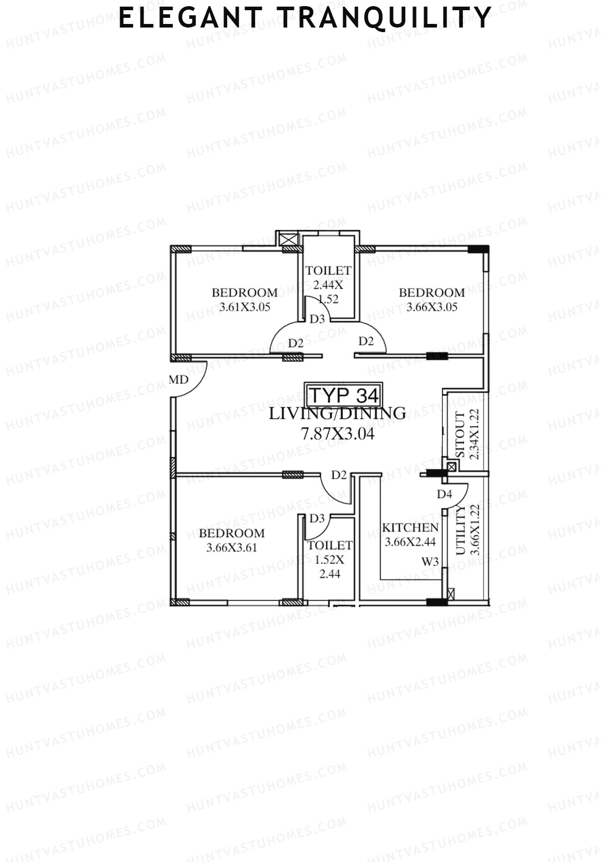 Elegant Tranquility Block A Unit 34 Floor Plan