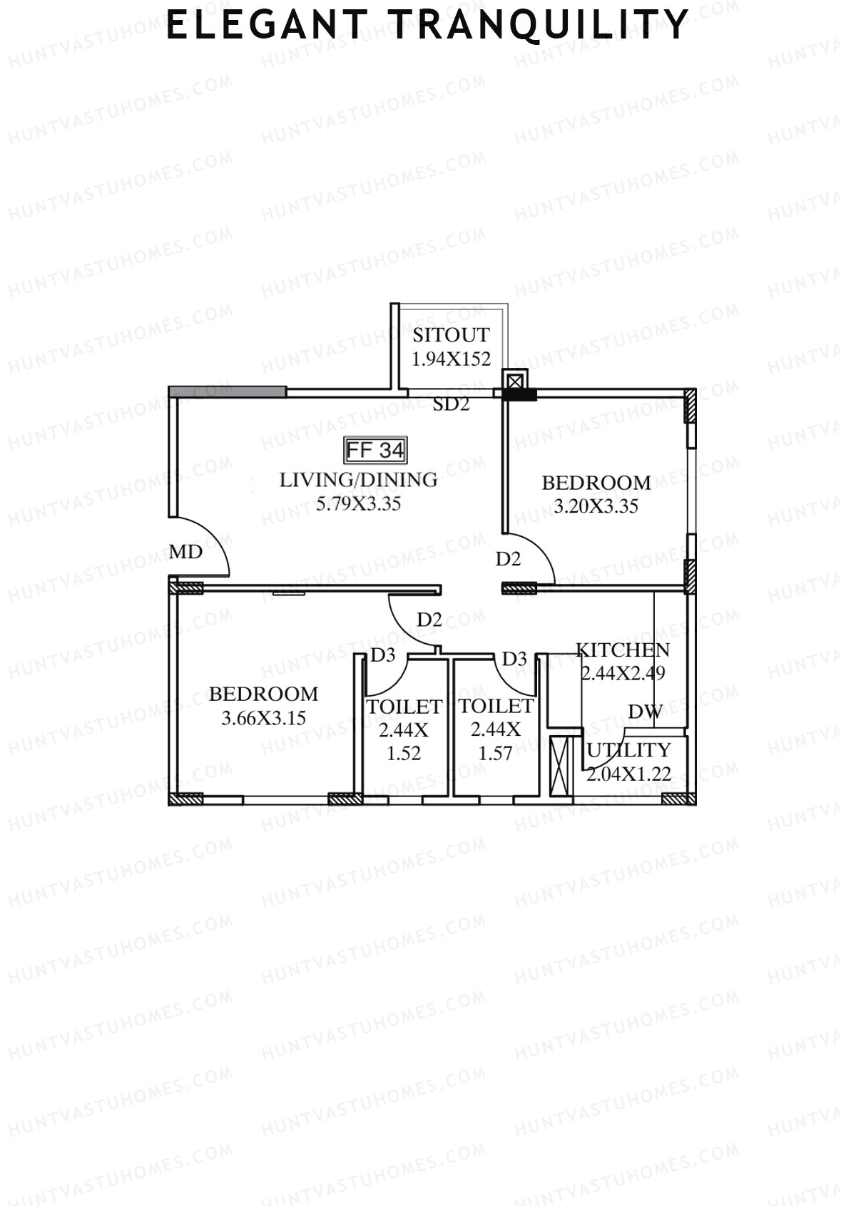 Elegant Tranquility Block A Unit 34 Floor Plan