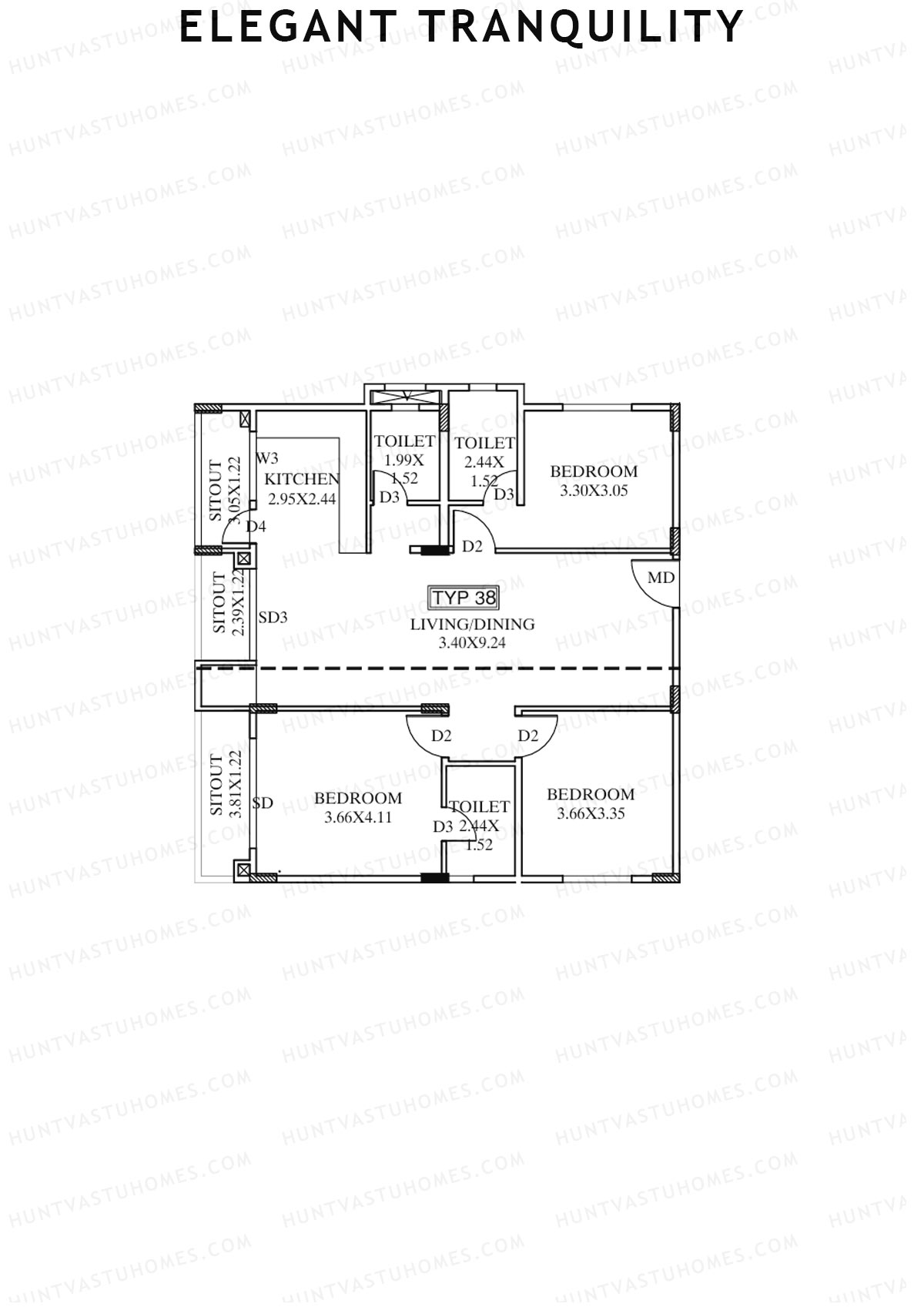 Elegant Tranquility Block A Unit 38 Floor Plan