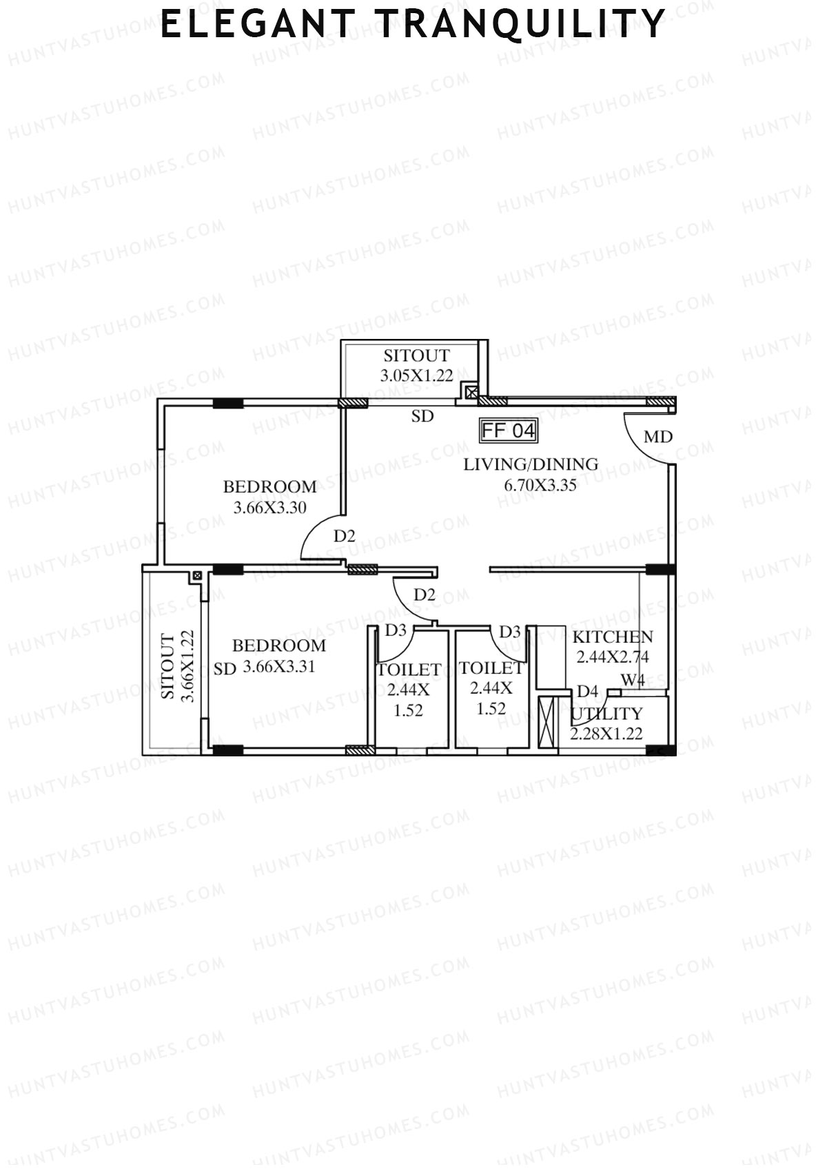 Elegant Tranquility Block A Unit 4 Floor Plan
