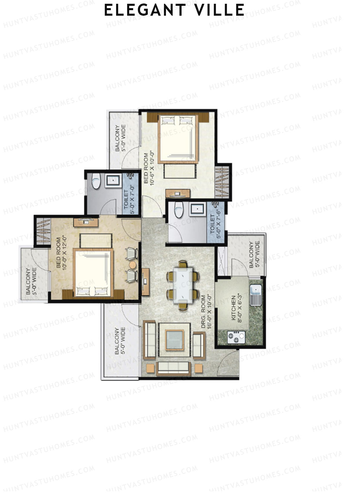 Elegant Ville Tower A Unit 2 (Type 1) Floor Plan