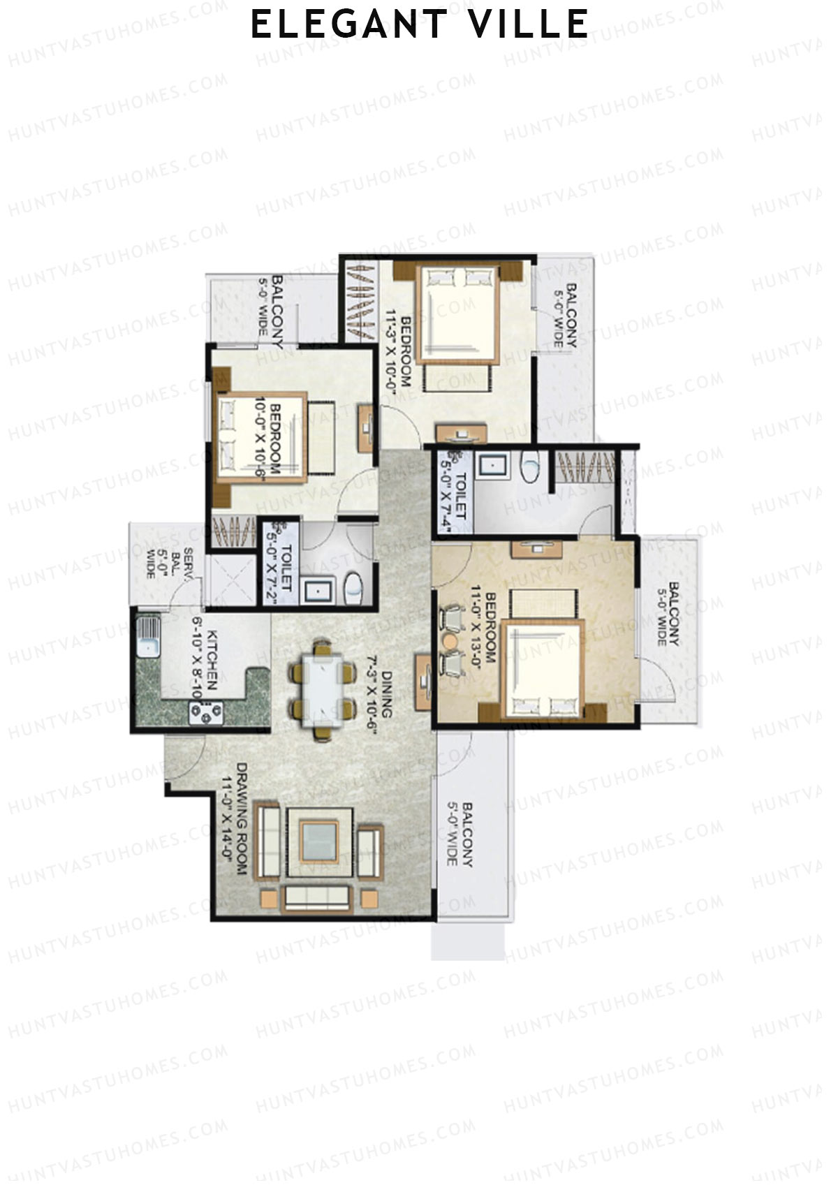 Elegant Ville Tower A Unit 5 (Type 3) Floor Plan