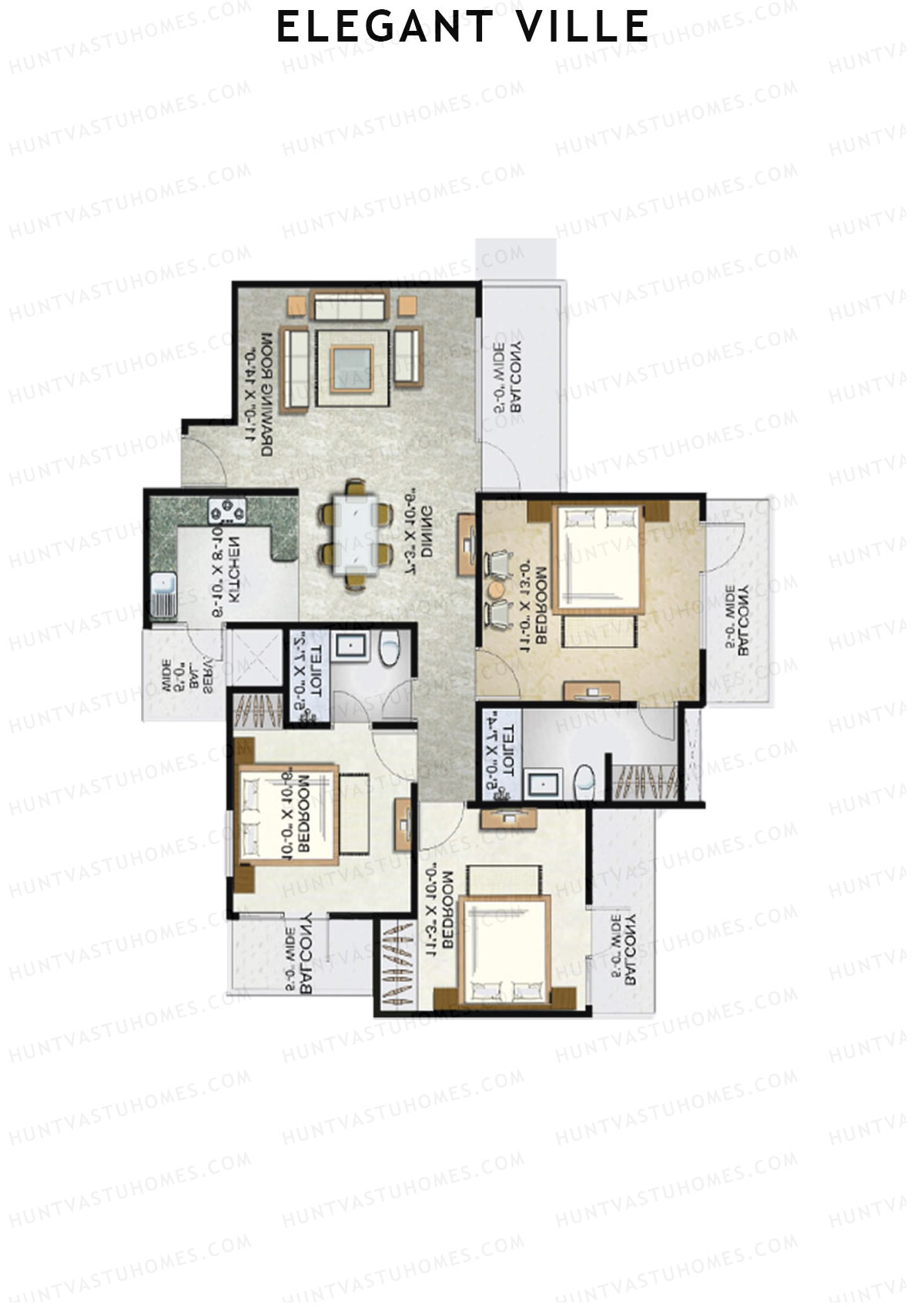 Elegant Ville Tower A Unit 7 (Type 3) Floor Plan
