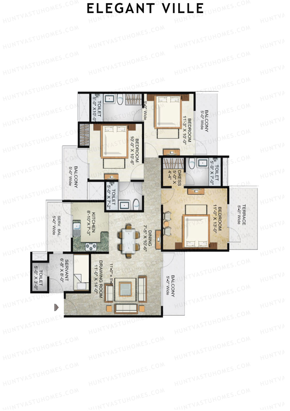 Elegant Ville Tower B Unit 3 (Type 4) Floor Plan