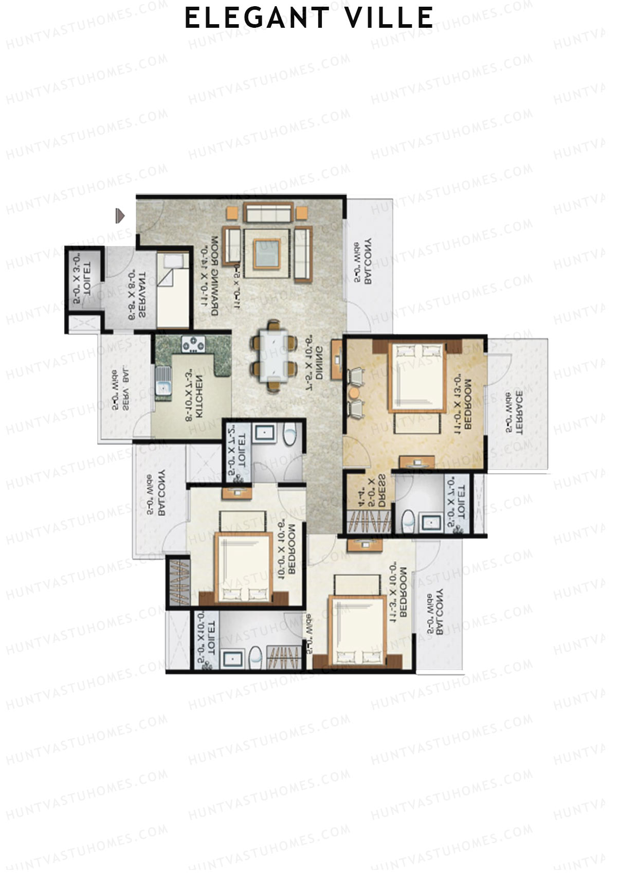 Elegant Ville Tower B Unit 4 (Type 4) Floor Plan