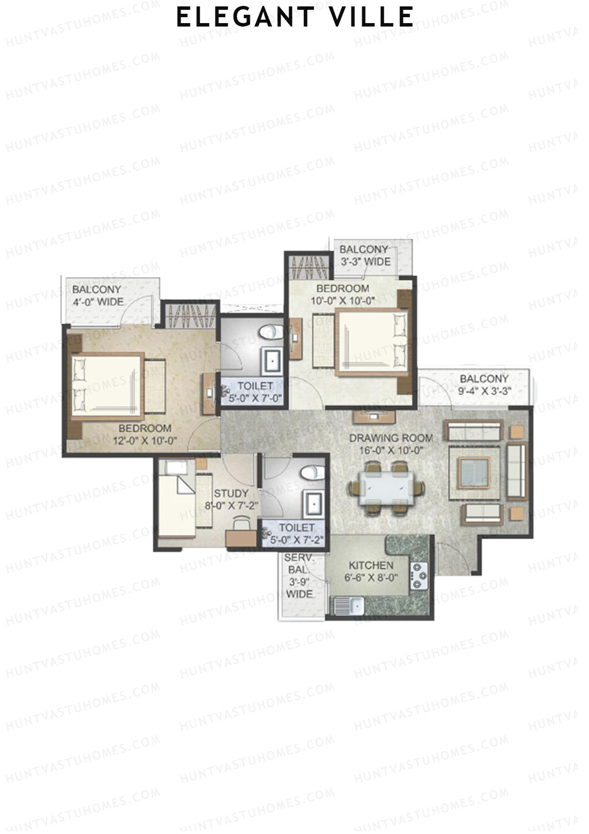 Elegant Ville Tower C Unit 1 (Type 2) Floor Plan