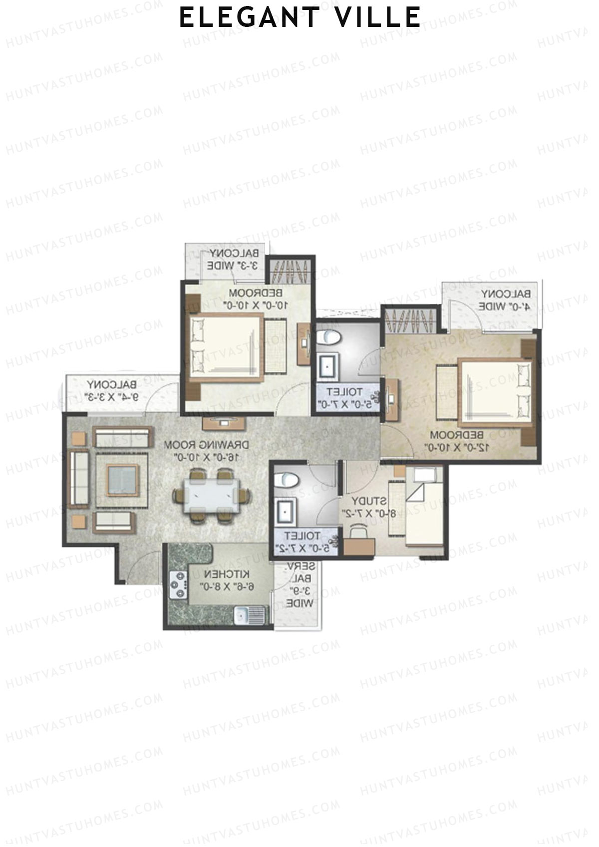 Elegant Ville Tower C Unit 2 (Type 2) Floor Plan