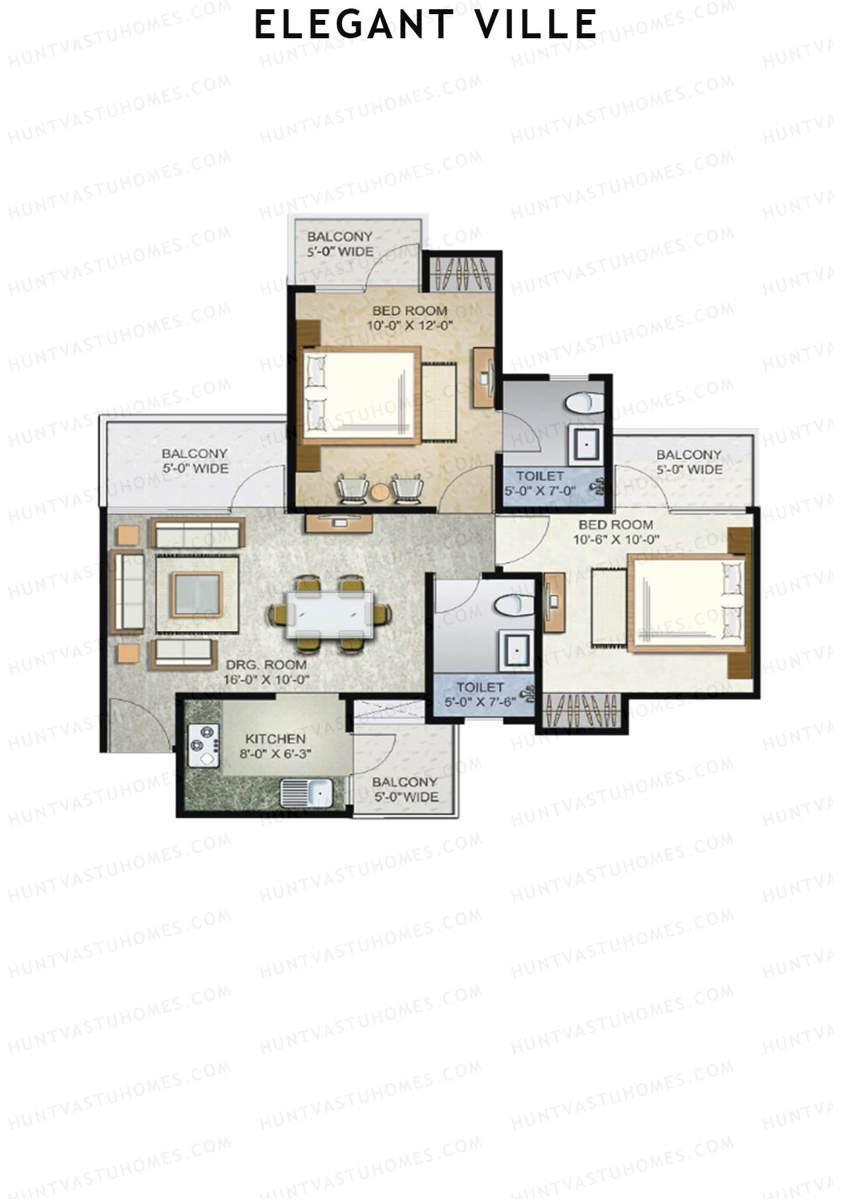 Elegant Ville Tower C Unit 3 (Type 1) Floor Plan