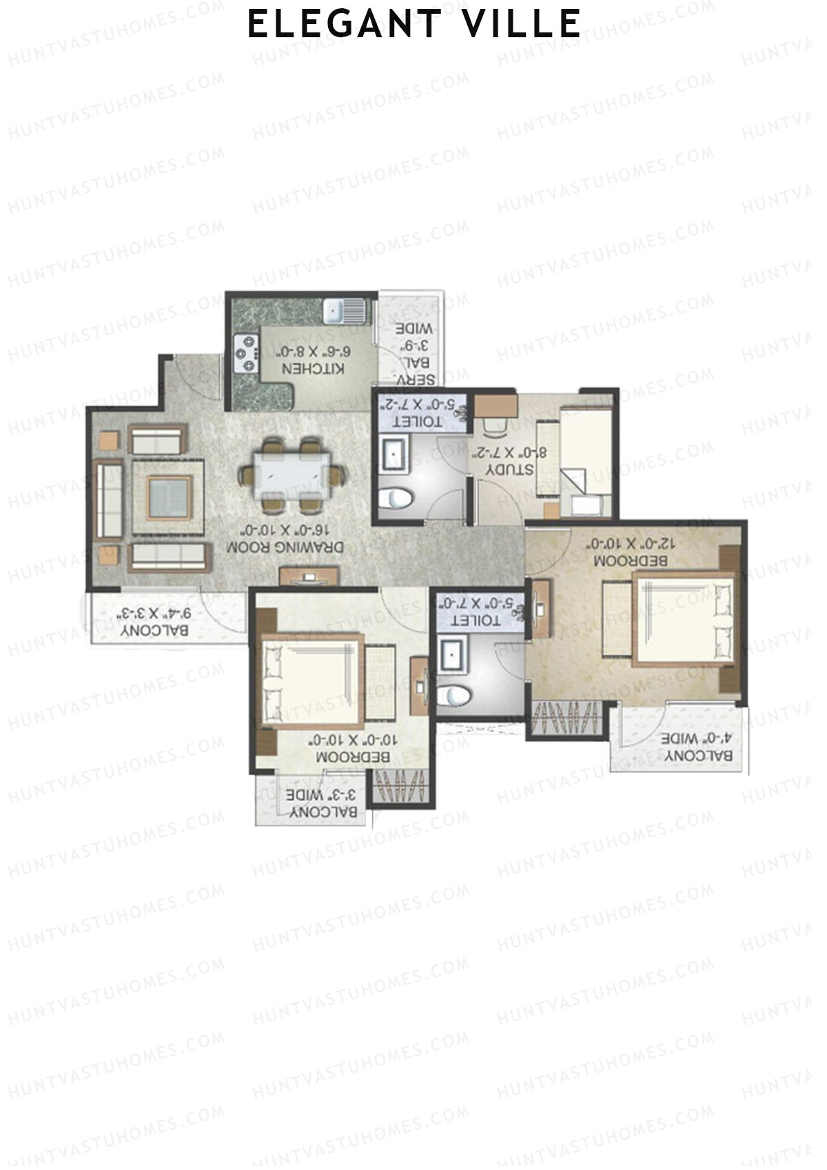 Elegant Ville Tower C Unit 4 (Type 2) Floor Plan