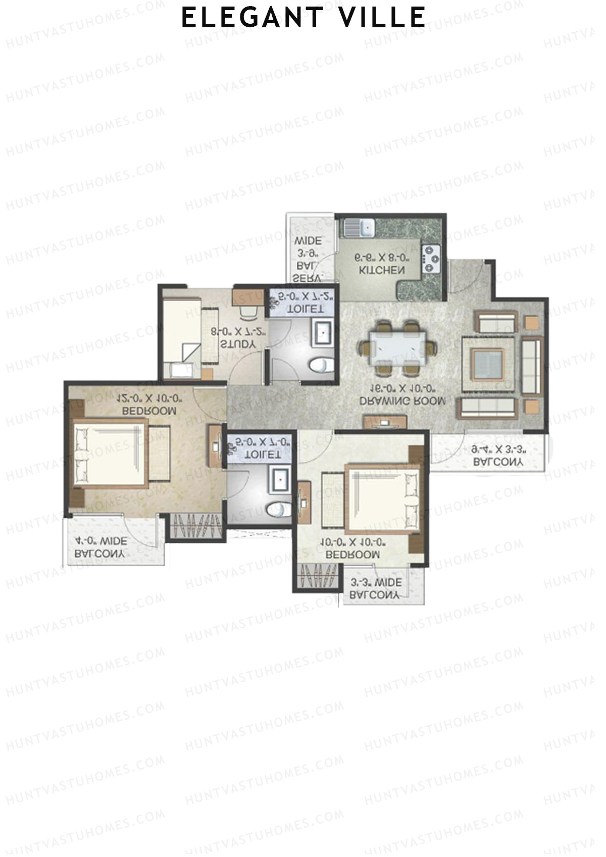 Elegant Ville Tower D Unit 5 (Type 2) Floor Plan