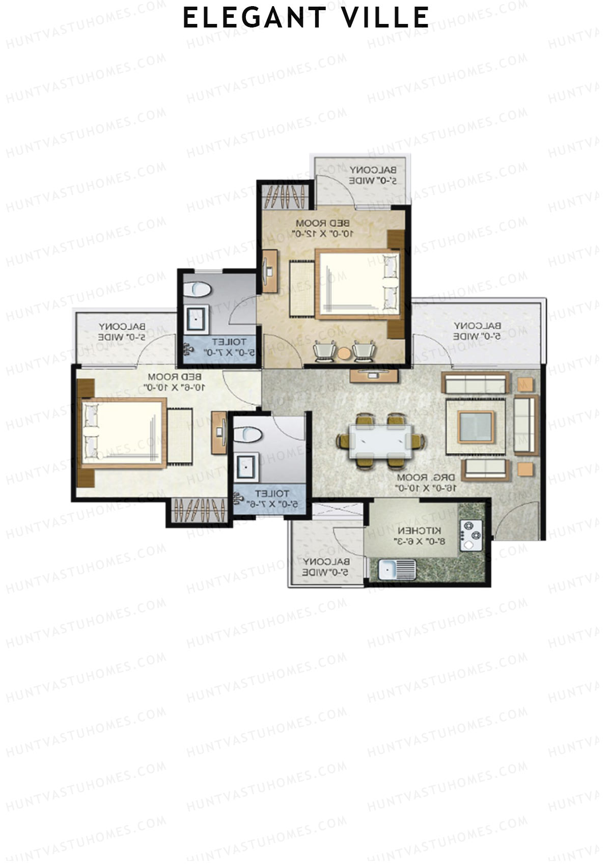 Elegant Ville Tower D Unit 6 (Type 1) Floor Plan