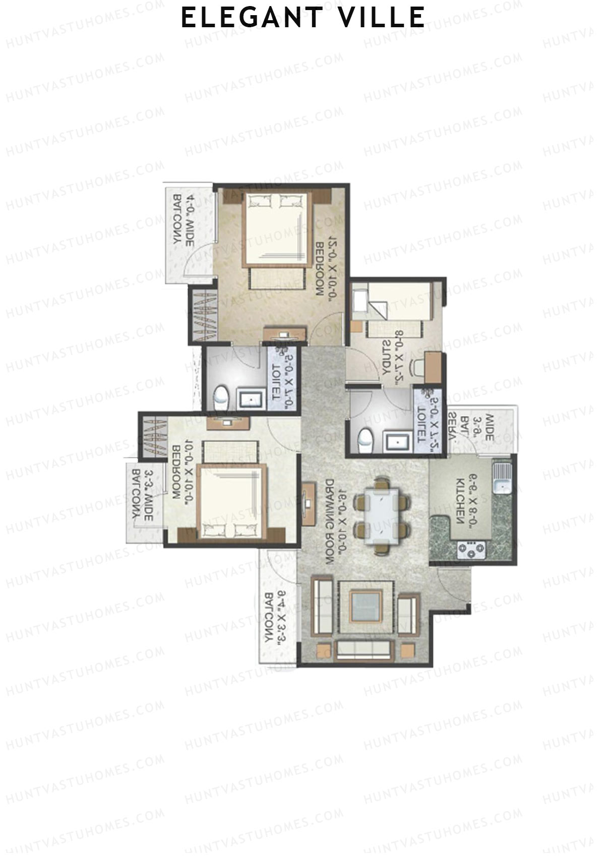 Elegant Ville Tower E Unit 1 (Type 2) Floor Plan
