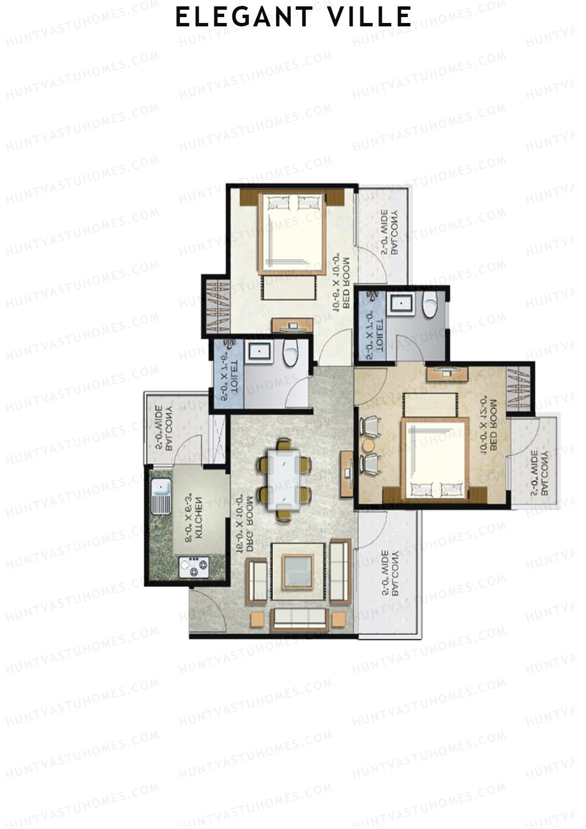 Elegant Ville Tower E Unit 2 (Type 1) Floor Plan