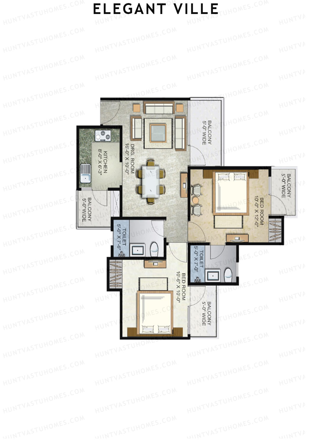 Elegant Ville Tower E Unit 3 (Type 1) Floor Plan