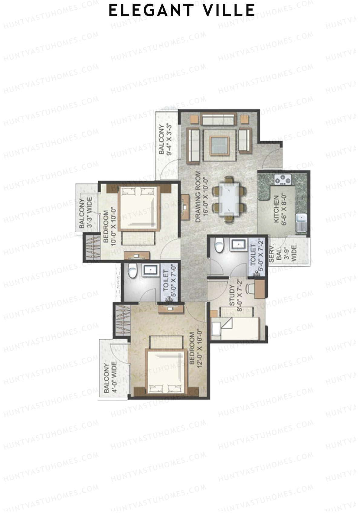 Elegant Ville Tower E Unit 6 (Type 2) Floor Plan
