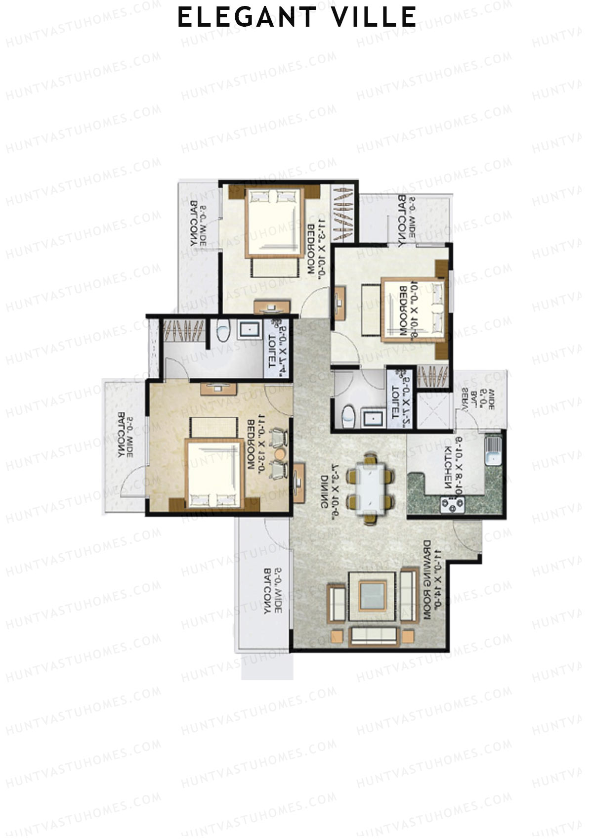 Elegant Ville Tower E Unit 8 (Type 3) Floor Plan
