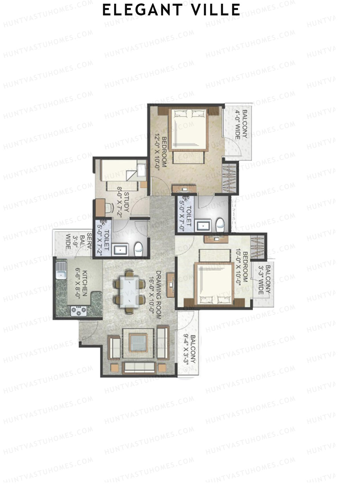 Elegant Ville Tower F Unit 1 (Type 2) Floor Plan