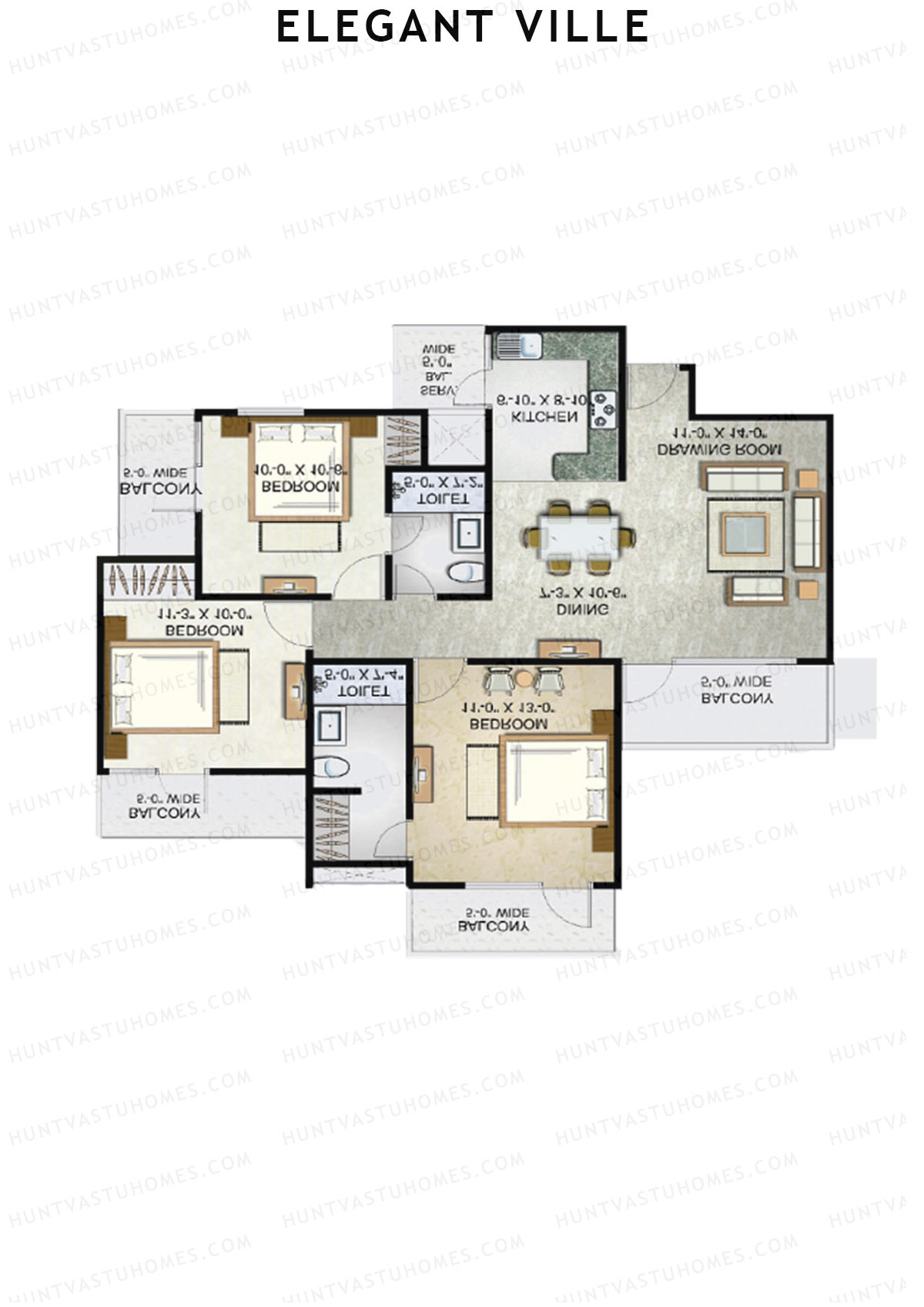 Elegant Ville Tower F Unit 3 (Type 3) Floor Plan