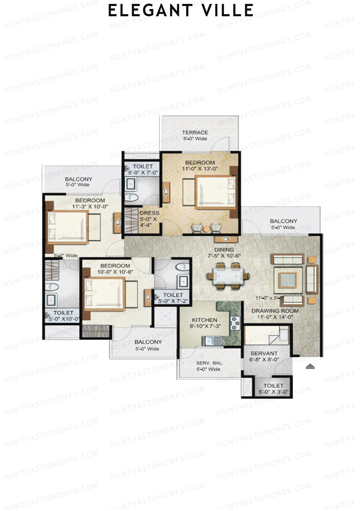 Elegant Ville Tower F Unit 5 (Type 4) Floor Plan