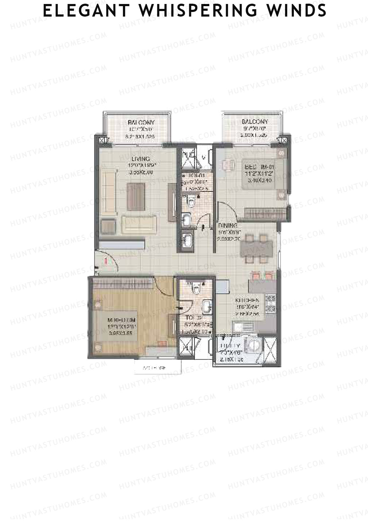 Elegant Whispering Winds Block C Unit 1 (Type A) Floor Plan