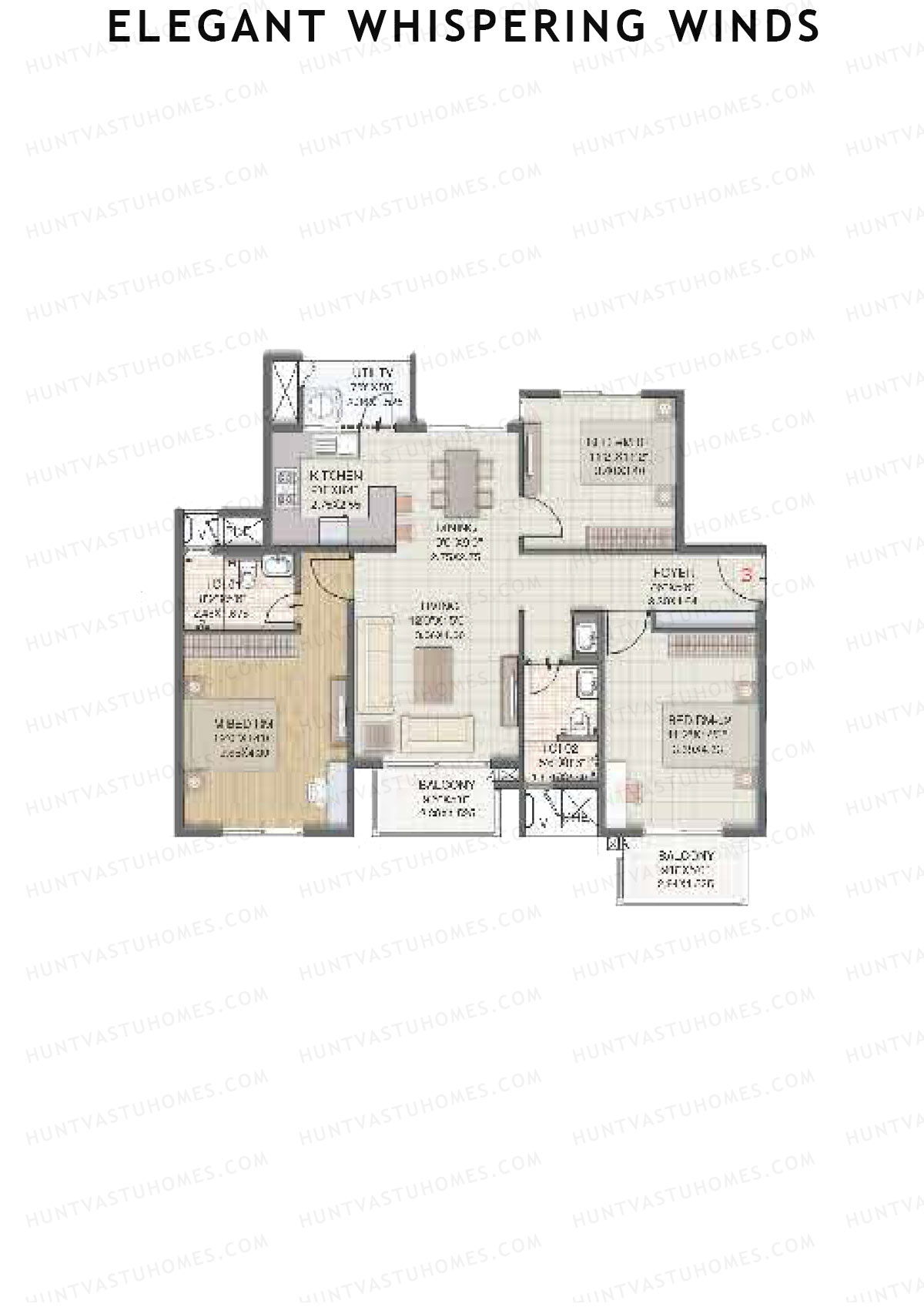 Elegant Whispering Winds Block D Unit 3 (Type C) Floor Plan