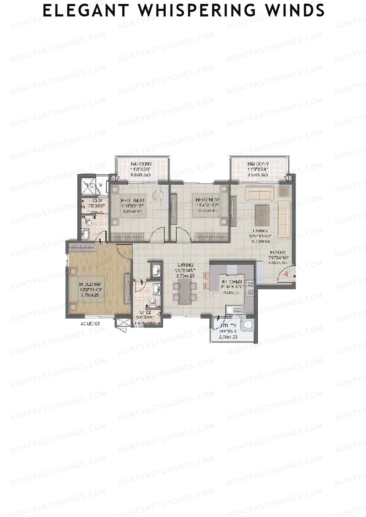 Elegant Whispering Winds Block D Unit 4 (Type D) Floor Plan